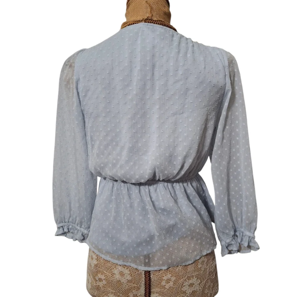 Baby Blue Swiss Dot Princess Top with Bow size M - Picture 4 of 6